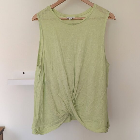 J. Jill Love Linen 100% Linen Knit Sleeveless Twist Tank Top XL Lime Green - Picture 2 of 5